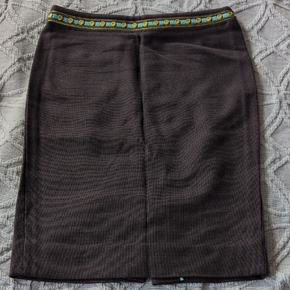 EUC s.0 Tory Burch Brown Skirt with Embellished Waistband